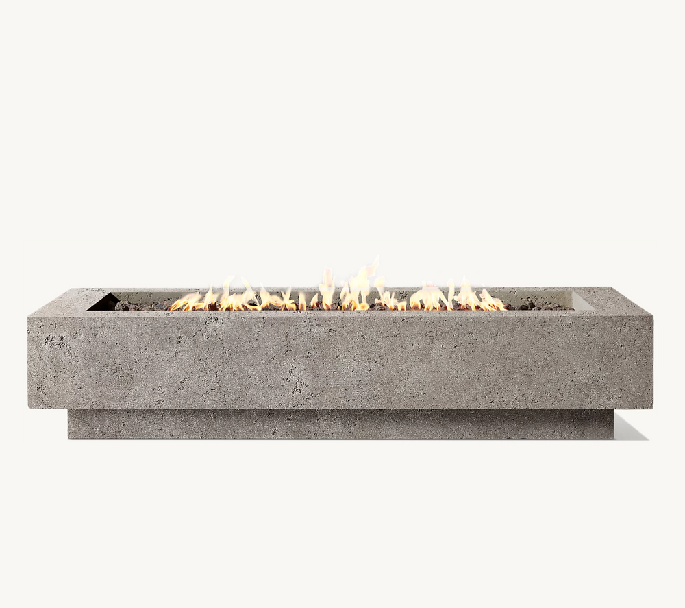 Outdoor Patio Set Reinforced Concrete Fire Pit Natural Gas Propane Rectangular Plinth Fire Table