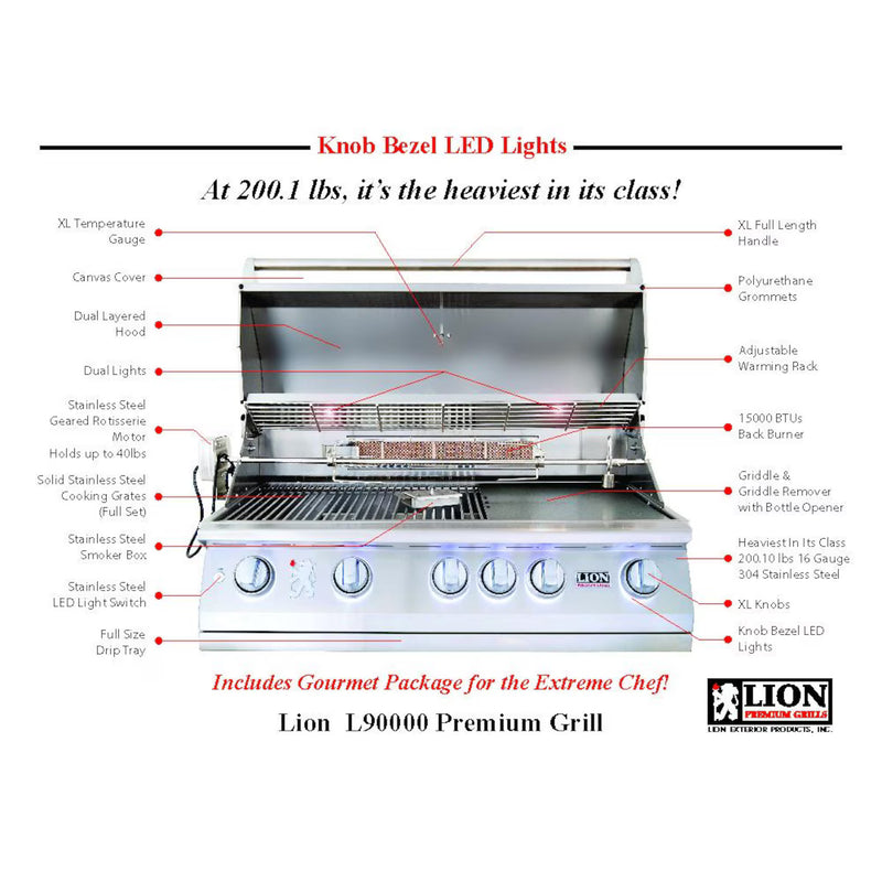 Lion L90000 40" Built-In Gas Grill