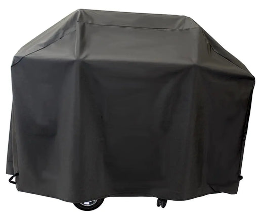 CV4PREM full-length polyester-lined vinyl grill cover covering a Phoenix grill down to the base