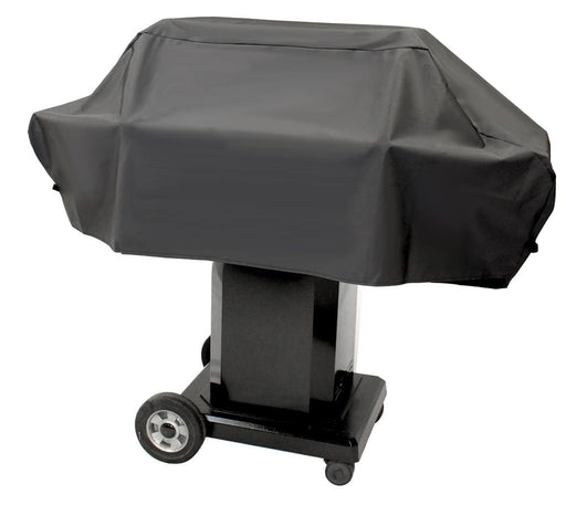GGCVPREM mid-length polyester-lined vinyl grill cover fitted over a Phoenix grill head