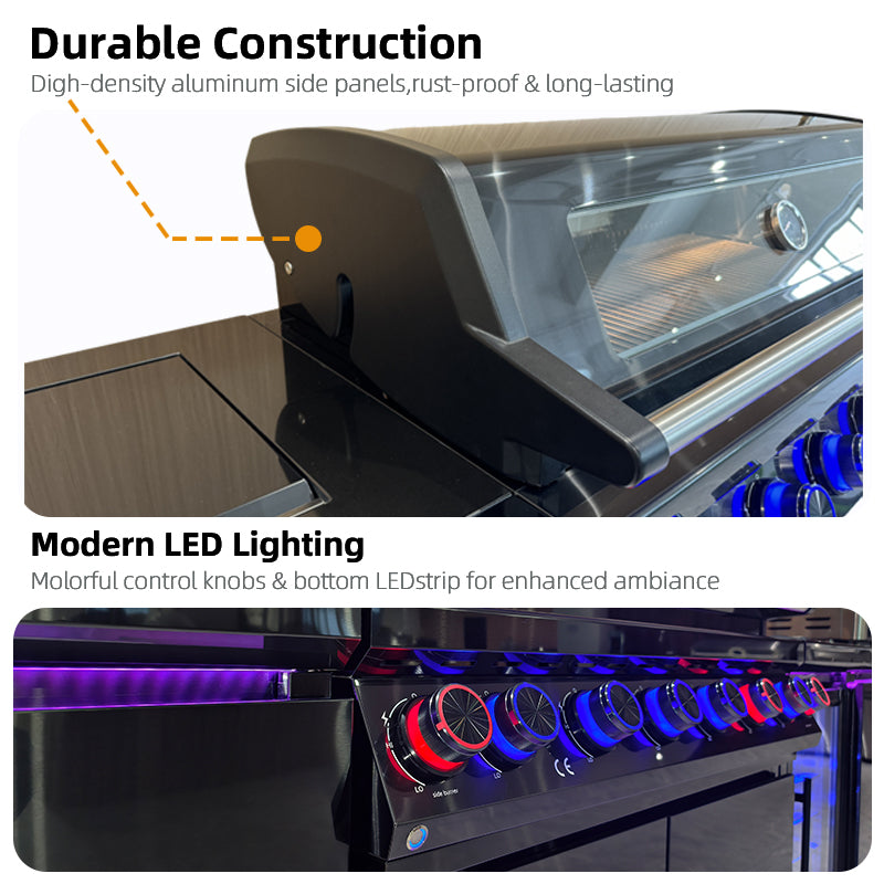 Waterproof Stainless Steel Gas BBQ Grill Kitchen Cabinet for Outdoor with Sink Fridge