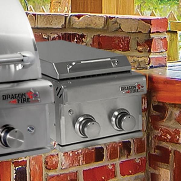 Dragon Fire double side burner installed in an outdoor kitchen