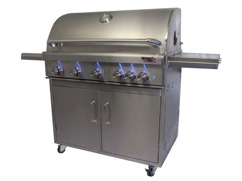 Dragon Fire 40-inch freestanding stainless steel gas grill on cart