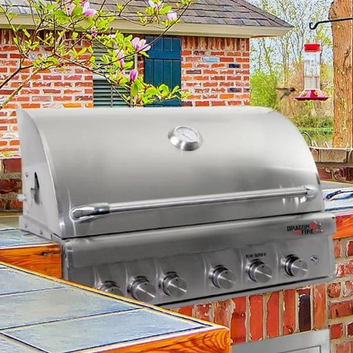Dragon Fire DF40 grill head installed as a built-in